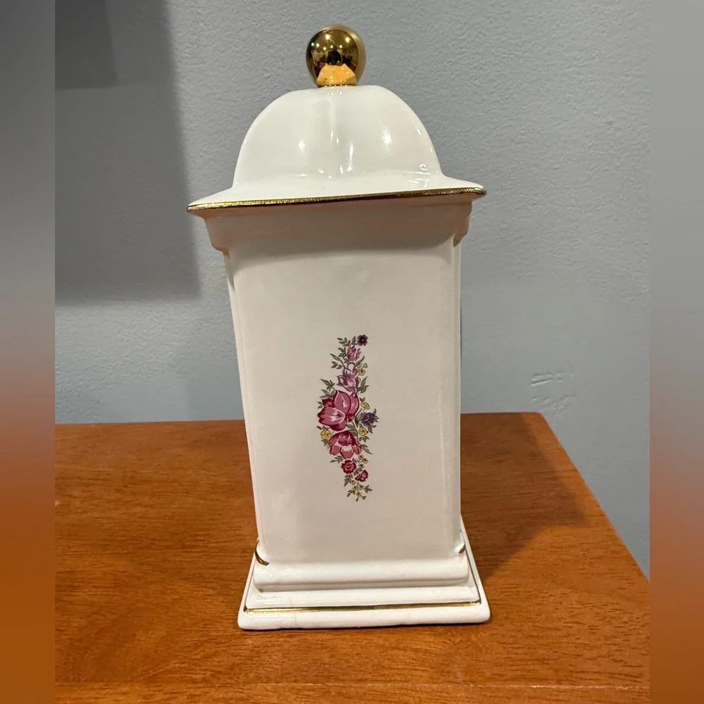 Paul Sebastian Porcelain Mantel Clock Floral Rose Quartz 1993 Limited Edition